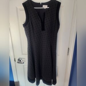 Velvet Trimmed Black Polka Dot Dress